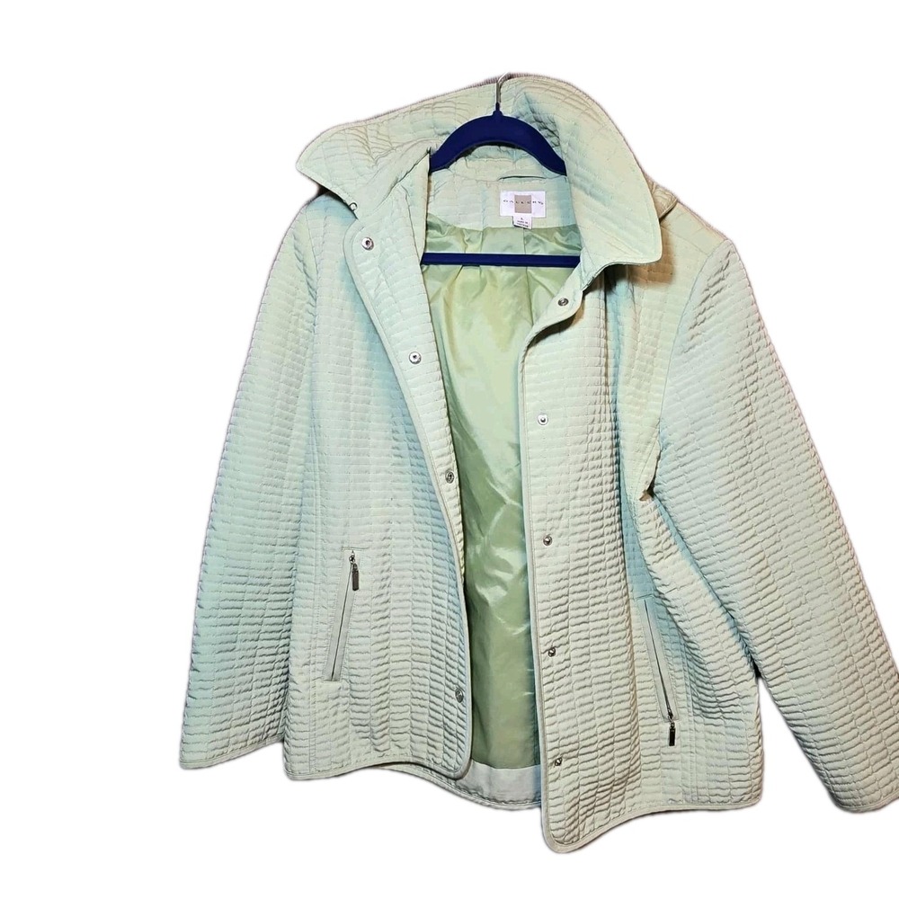 🧥💚 Gallery Quilted Hooded‎ Green Jacket Coat – Women's Size L 💚🧥